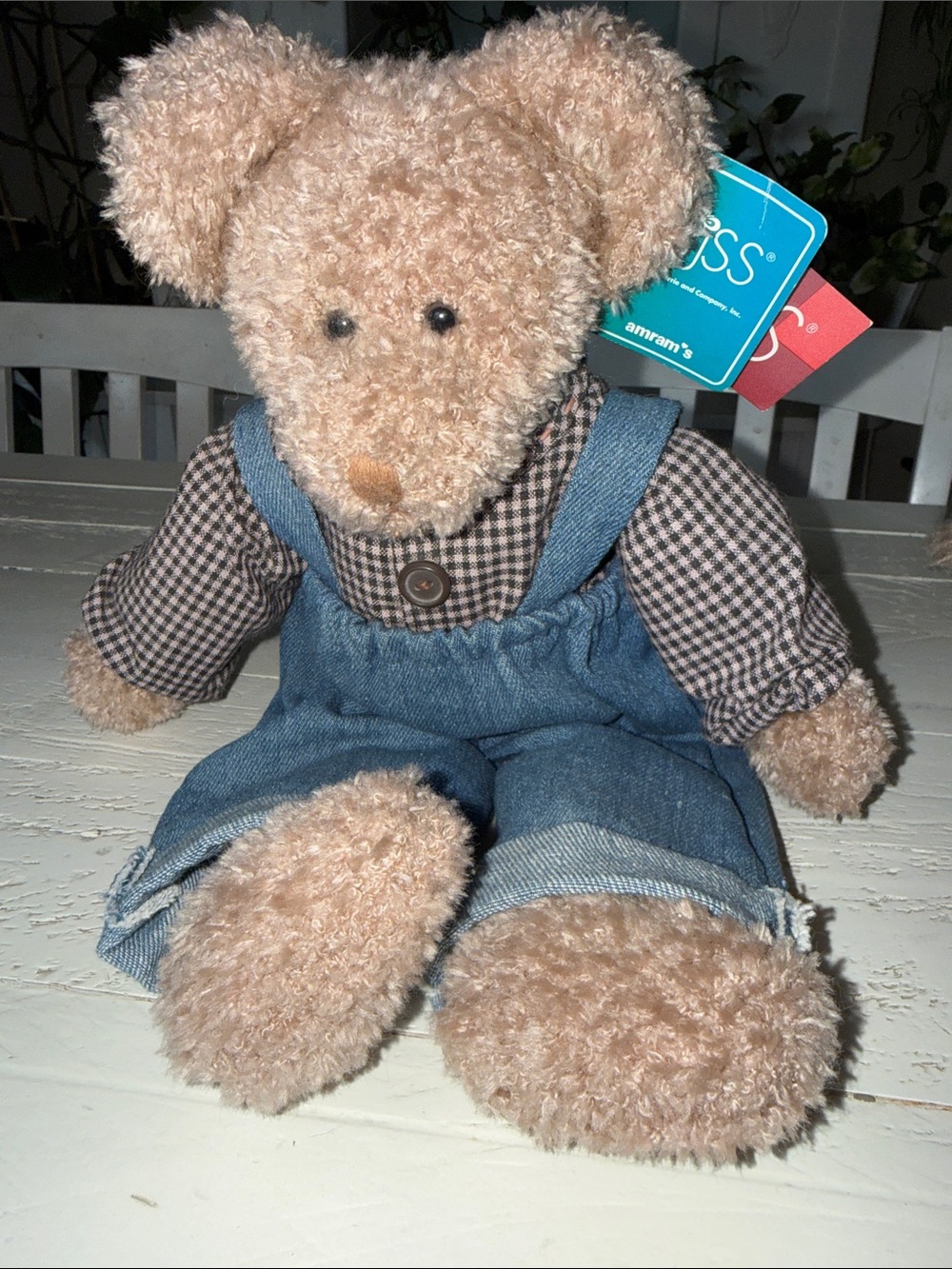 Vintage Russ Berrie Teddy Bear "Bears From The Past" with Tags - 14" Denim